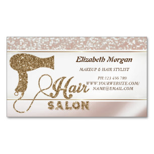 Cartão De Visitas Magnético Secador de Cabelo Moderno Elegante com Brilho