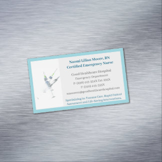 Cartão De Visitas Magnético Seringas Azuis RN Enfermeira Registrada de Cuidado