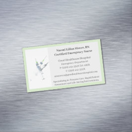 Cartão De Visitas Magnético Seringas Verdes Enfermeira Registrada de Saúde