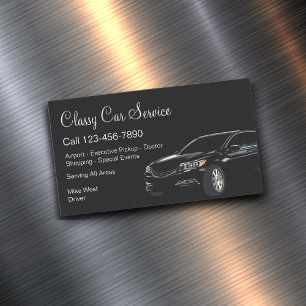 Cartão De Visitas Magnético Serviço de Carro Elegante ou Motorista Uber