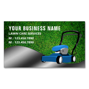 Cartão De Visitas Magnético Serviço de jardinagem Blue Lawn Mower corte de gra