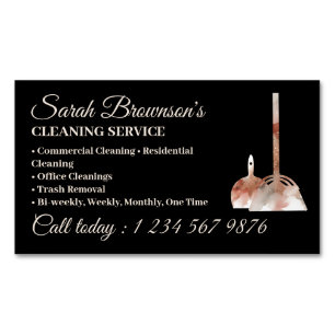 Cartão De Visitas Magnético Serviço de Limpeza Janitorial Aquarela Bege