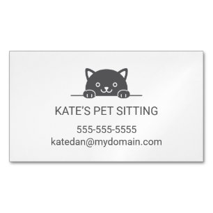 Cartão De Visitas Magnético Serviço de Sessão de Pet Pet Gato Preto Cinto 2