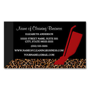 Cartão De Visitas Magnético Serviço vermelho na moda das tarefas domésticas do