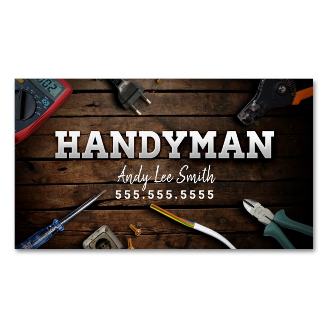 Cartão De Visitas Magnético Serviços de Handyman (Frente)