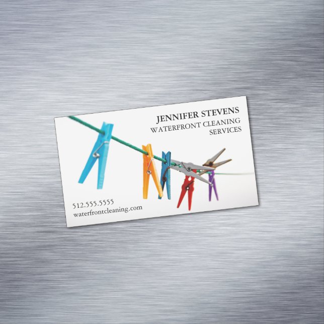 Cartão De Visitas Magnético Serviços de Limpeza Foto Moderna de Linha de Fecha (Posição Original)