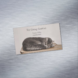 Cartão De Visitas Magnético Serviços de Pet Sitter, Tosa de Gatos e Passeio de