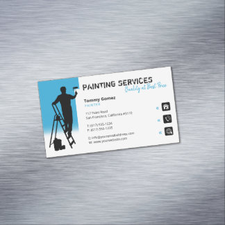 Cartão De Visitas Magnético Serviços de pintura | Pintor no trabalho