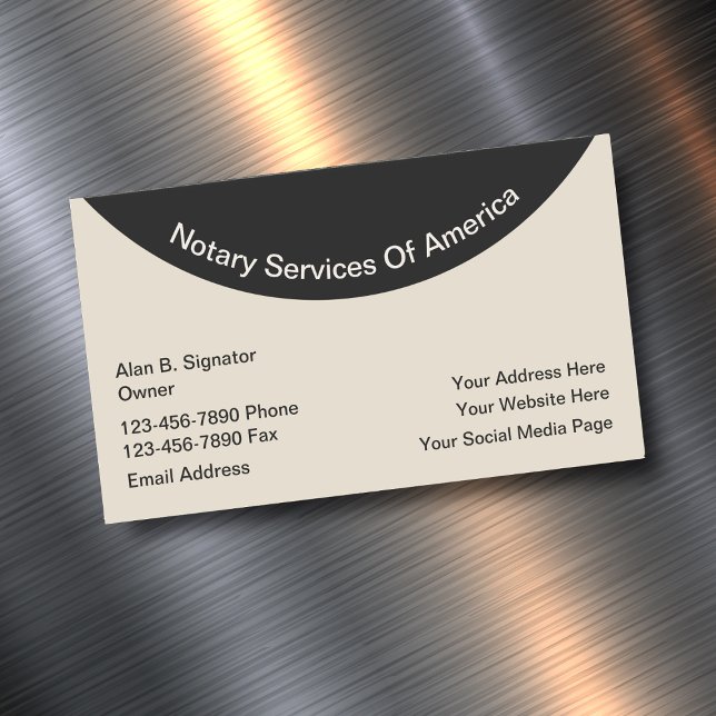 Cartão De Visitas Magnético Serviços Notários Modernos (Notary Business Cards)