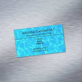 Cartão De Visitas Magnético Shimmering Blue Piscina Water Refletions Foto