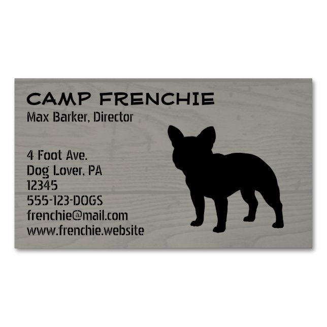 Cartão De Visitas Magnético Silhouette Black French Bulldog | Cachorro francês (Frente)