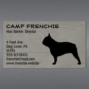 Cartão De Visitas Magnético Silhouette Bulldog Francês Frenchie Dog Rustic