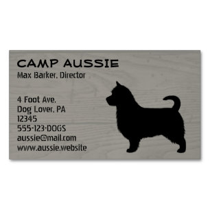 Cartão De Visitas Magnético Silhouette de Cachorro Australiano (Longa Cauda)