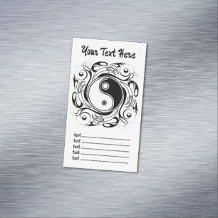 Cartão De Visitas Magnético Símbolo Yin & Yang Preto e Branco Estilo Tatuagem