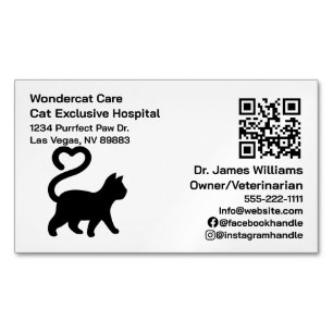 Cartão De Visitas Magnético Simples, Moderno, Hospital Veterinário Código QR