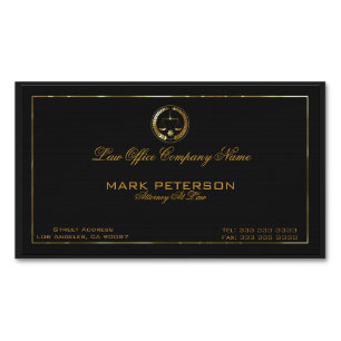 Cartão De Visitas Magnético Simples Procurador De Textura De Linen Preto Na Le