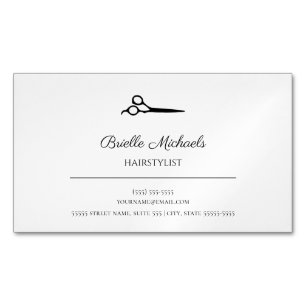 Cartão De Visitas Magnético Simples tesoura de cabeleireiro moderno