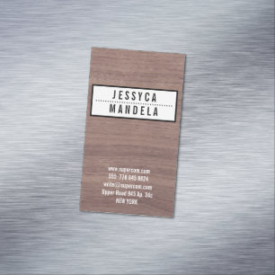 Cartão De Visitas Magnético Sólido em Hazel Wood