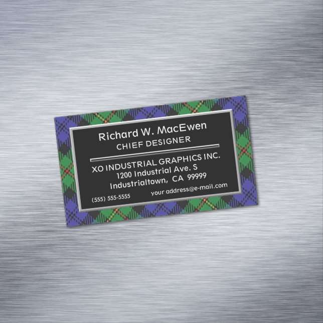 Cartão De Visitas Magnético Sotaque escocês Clan MacEwen Tartan (Posição Original)