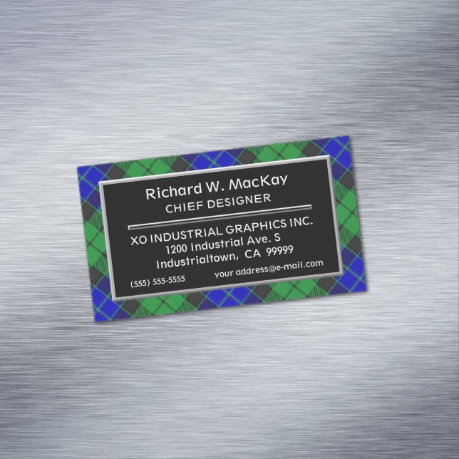 Cartão De Visitas Magnético Sotaque escocês Clan MacKay Tartan (Posição Original)