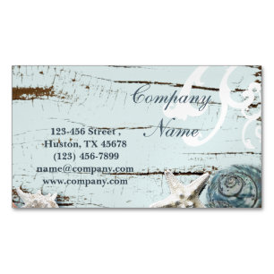 Cartão De Visitas Magnético SPA aqua azul lenha de praia