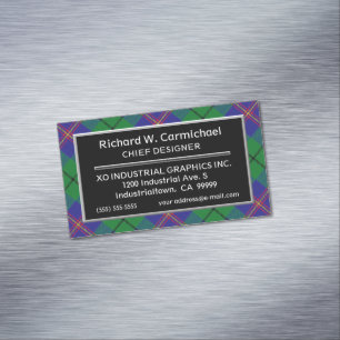 Cartão De Visitas Magnético Tartan escocês de Carmichael do clã do acento