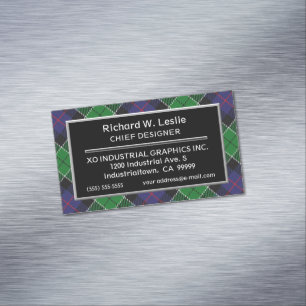 Cartão De Visitas Magnético Tartan escocês de Leslie do clã do acento