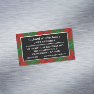 Cartão De Visitas Magnético Tartan escocês de MacAulay do clã do acento