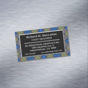 Cartão De Visitas Magnético Tartan escocês de MacLellan do clã do acento