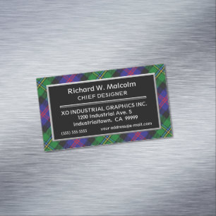 Cartão De Visitas Magnético Tartan escocês de Malcolm do clã do acento