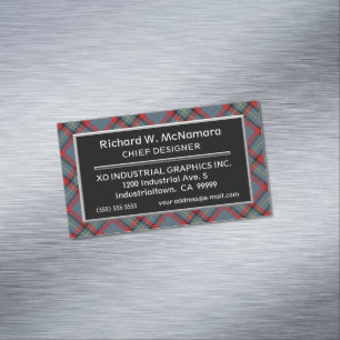 Cartão De Visitas Magnético Tartan irlandês de MacNamara do clã do acento