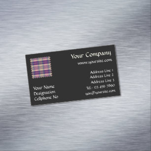 Cartão De Visitas Magnético Tartan roxo, Dourado e azul