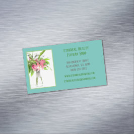 Cartão De Visitas Magnético Teal Florist