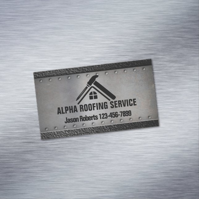 Cartão De Visitas Magnético Telhado de Reparação do Telhado do Contratante (Posição Original)