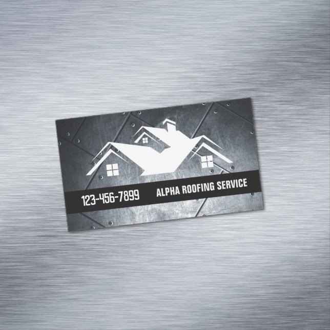 Cartão De Visitas Magnético Telhado de Reparo de Corda Handyman (Posição Original)