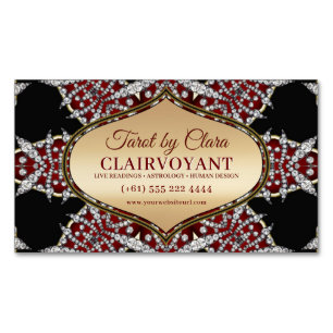 Cartão De Visitas Magnético Temple Tarot da Deusa Vermelha Diamante