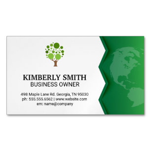 Cartão De Visitas Magnético Terra Verde   Ícone de árvore
