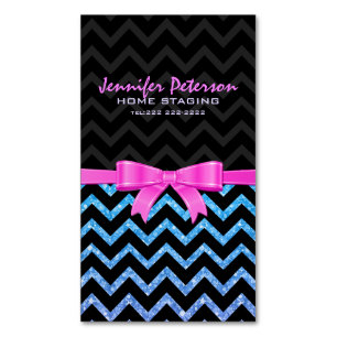 Cartão De Visitas Magnético Teste padrão colorido 2 de Chevron do ziguezague