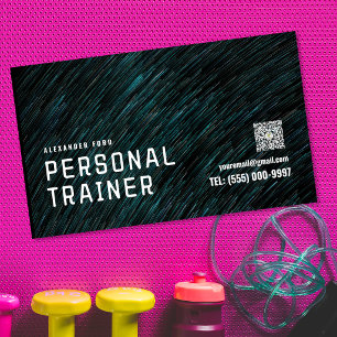 Cartão De Visitas Magnético Textura urbana ao fundo Personal Trainer verde