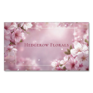 Cartão De Visitas Magnético Toque Etéreo de Rosa de Cerejeira Floral Romântica