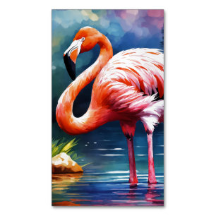 Cartão De Visitas Magnético Trabalho de arte gráfico de Flamingo Rosa na aquar