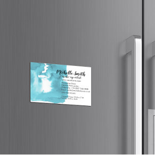Cartão De Visitas Magnético traço do pincel azul do pincel azul-aqua abstrato