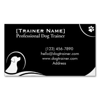 Cartão De Visitas Magnético Treinador de Cães Minimalista Elegante Preto e Bra