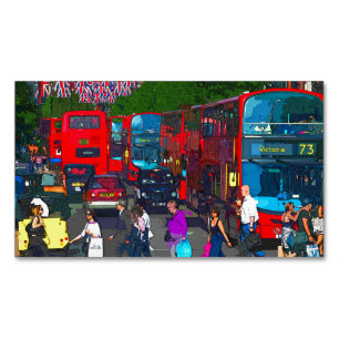 Cartão De Visitas Magnético Uma movimentada Oxford Street com compradores e ôn
