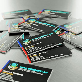 Cartão De Visitas Magnético Unique Heating & Cooling Company Logo Slogan HVAC 