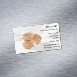 Cartão De Visitas Magnético Vanilla Macarons Comida pastelaria padaria