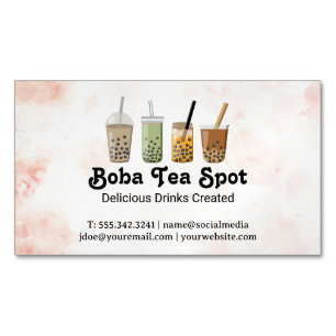 Cartão De Visitas Magnético Variedade de Bebidas de Chá Boba