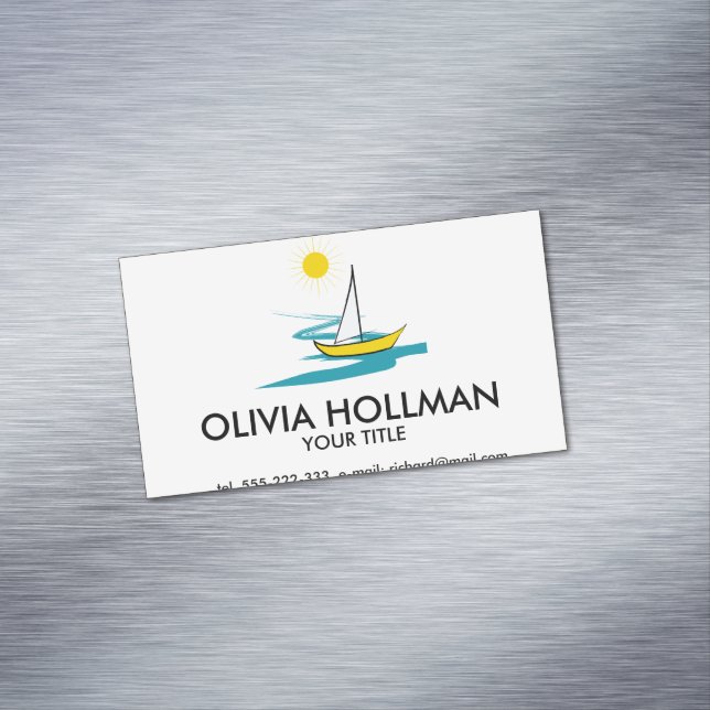Cartão De Visitas Magnético veleiro solteiro (Posição Original)