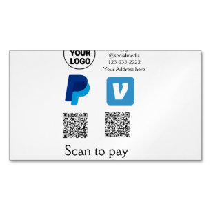 Cartão De Visitas Magnético Vênmo paypal scan para pagar o texto do logotipo d