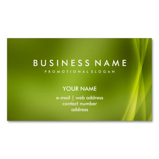Cartão De Visitas Magnético Verde abstrato moderno profissional elegante (Frente)